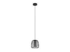 EGLO Hanglamp FLORESTA 1x - Zwart/gestoomd Glas Zwart