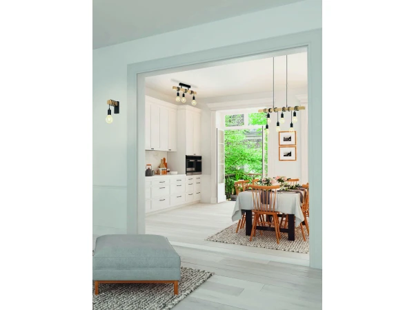 EGLO Wandlamp TOWNSHEND - Hout & Zwart Metaal Hout 2 EGLO Wandlamp TOWNSHEND - Hout & Zwart Metaal Hout - Afbeelding 2