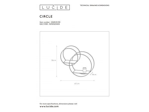 Wandlamp CIRCLE - Zwart/goud Zwart 8 Wandlamp CIRCLE - Zwart/goud Zwart - Afbeelding 8