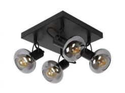 Plafondspot MADEE - Zwart/smoke Glas Zwart -Verlichtingswinkel Van Hoge Kwaliteit lucide madee 26155