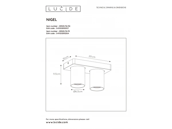 Plafondspot NIGEL 2x - Zwart Zwart 7 Plafondspot NIGEL 2x - Zwart Zwart - Afbeelding 7