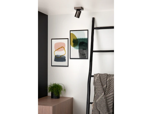 Plafondspot NIGEL 1x - Zwart Staal Rvs 2 Plafondspot NIGEL 1x - Zwart Staal Rvs - Afbeelding 2