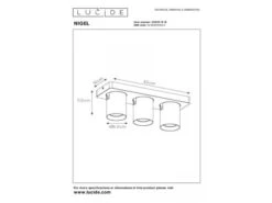 Plafondspot NIGEL 3x - Zwart Staal Rvs -Verlichtingswinkel Van Hoge Kwaliteit lucide nigel 54743