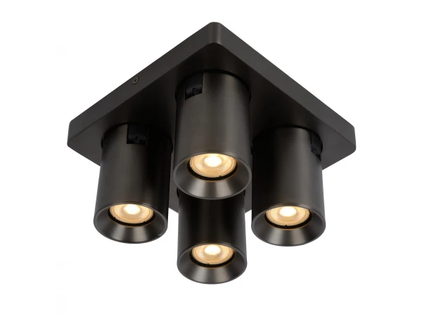 Plafondspot NIGEL 4x - Zwart Staal Rvs 3 Plafondspot NIGEL 4x - Zwart Staal Rvs - Afbeelding 3
