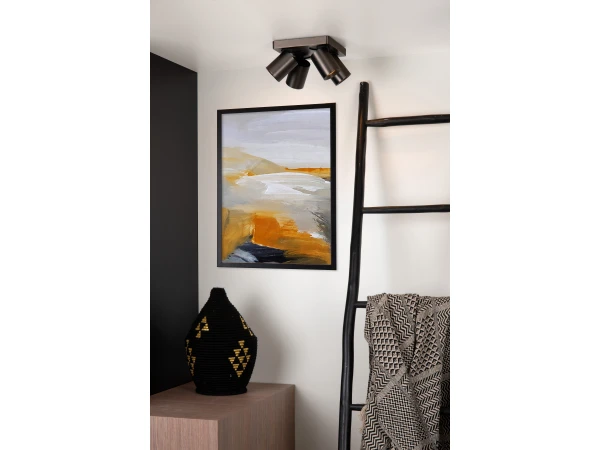 Plafondspot NIGEL 4x - Zwart Staal Rvs 2 Plafondspot NIGEL 4x - Zwart Staal Rvs - Afbeelding 2