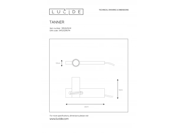 Tafellamp TANNER - Zwart/beton 6 Tafellamp TANNER - Zwart/beton - Afbeelding 6
